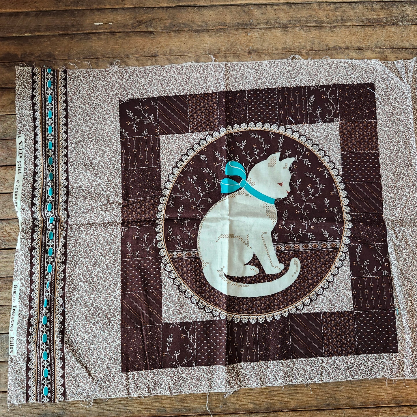 Cat "Simple Treasures Pillow" Cut and Sew Panel