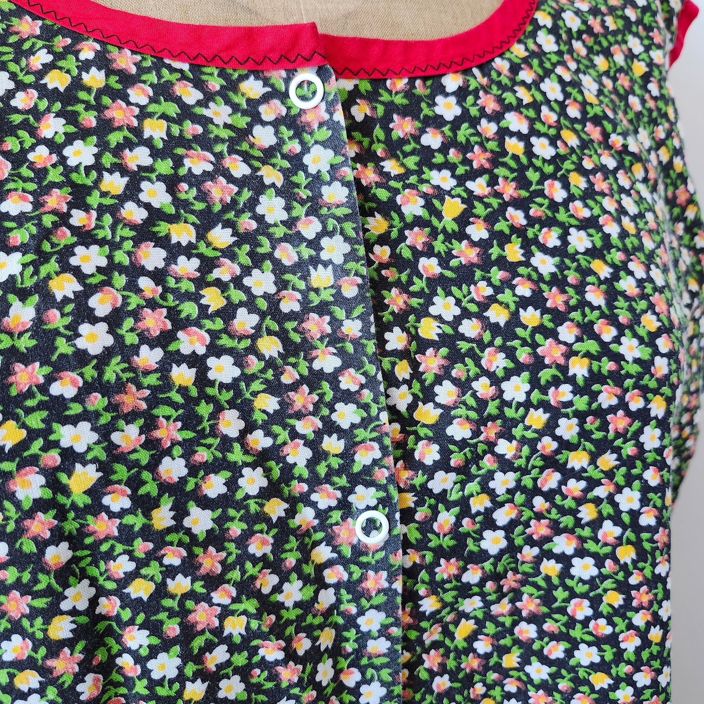 Black Floral Vintage Smock/Cobblers Apron