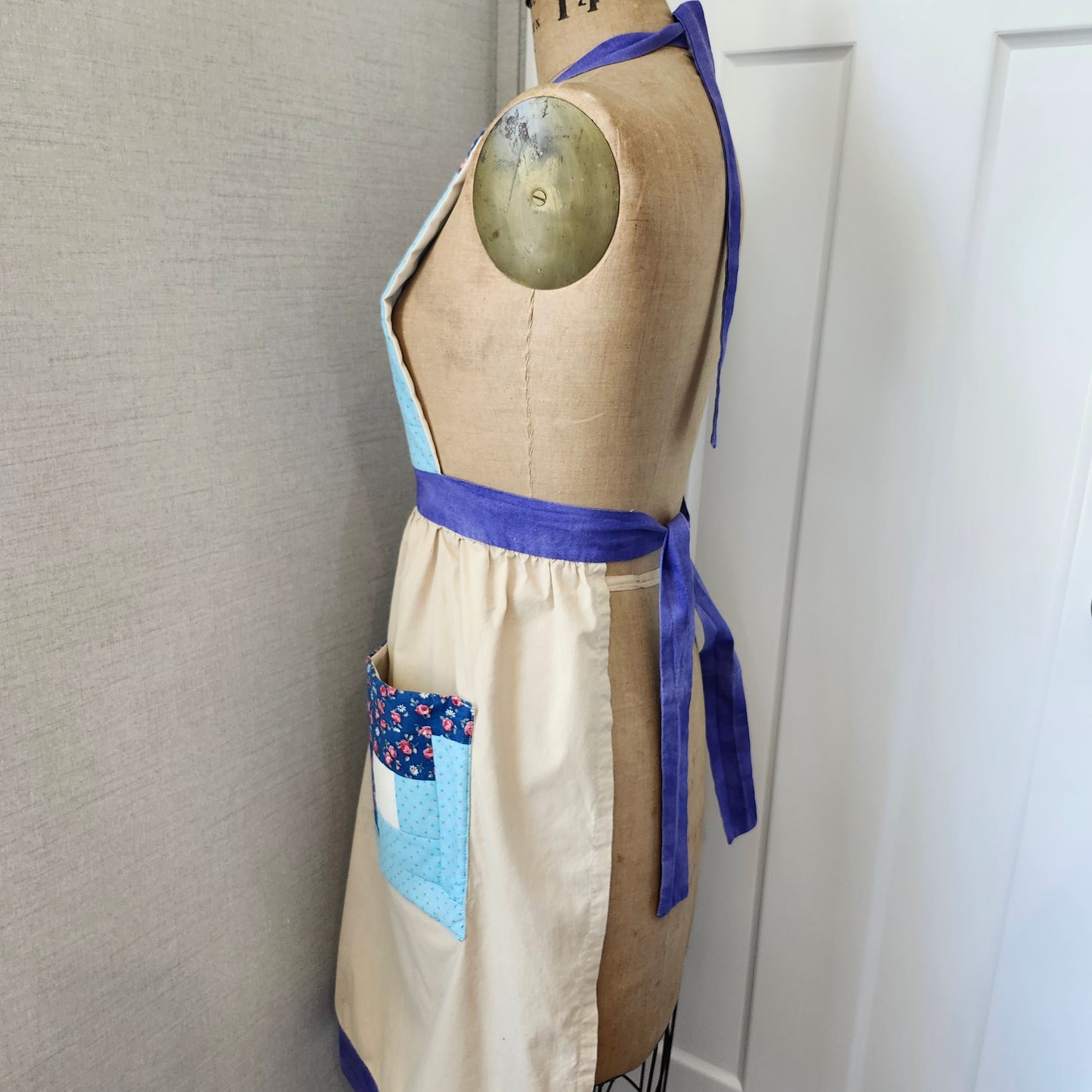 Log Cabin Quilted Bib Vintage Apron