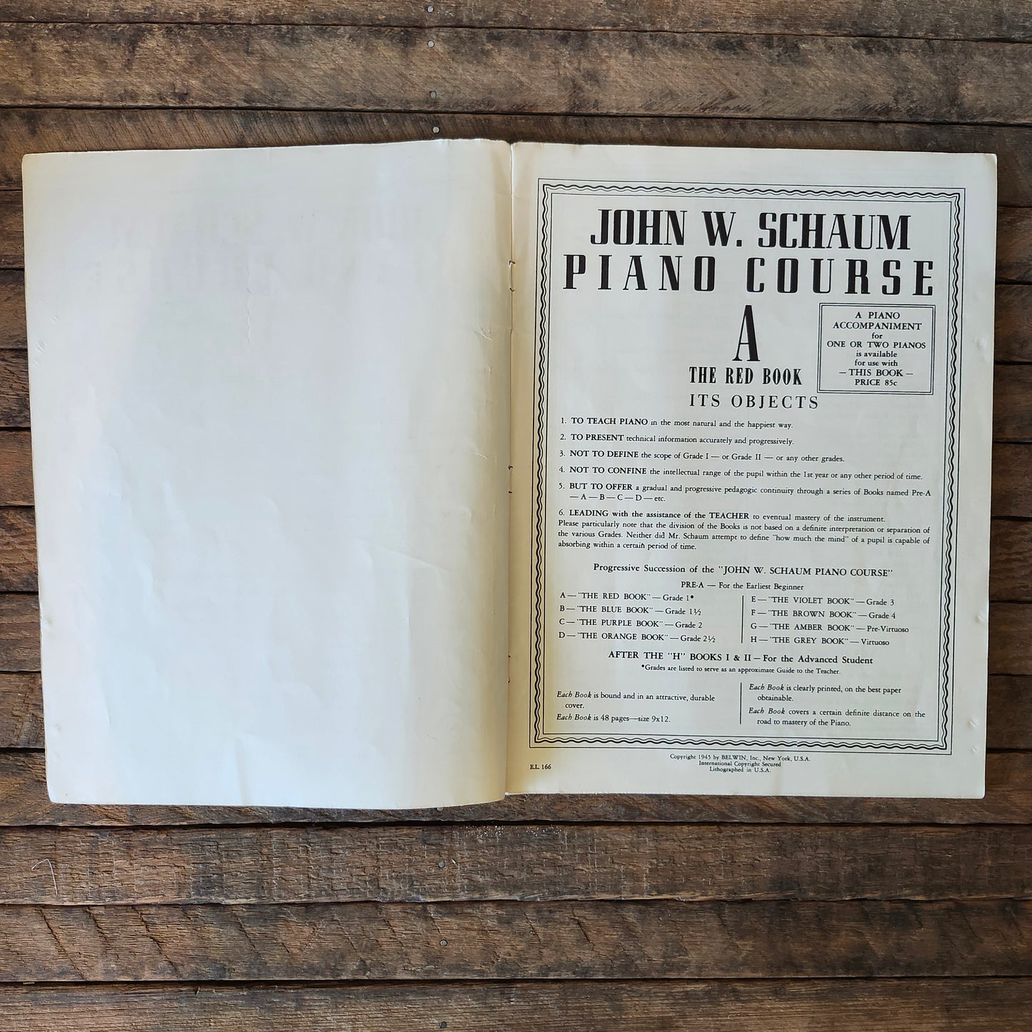 John W. Schaum Piano Course The Red Book 1945