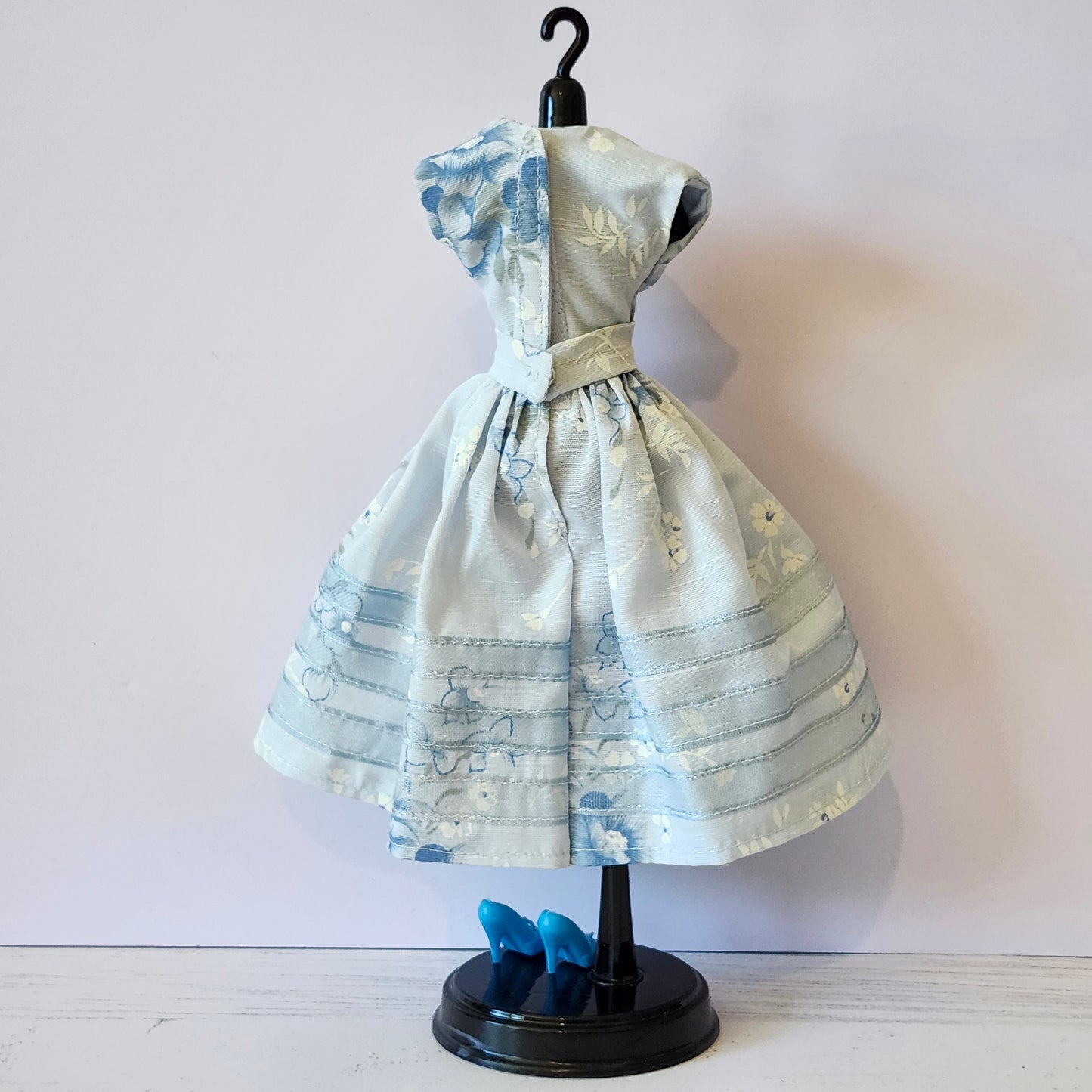 Blue Floral Pleat Front Dress for 11 1/2" fashion dolls