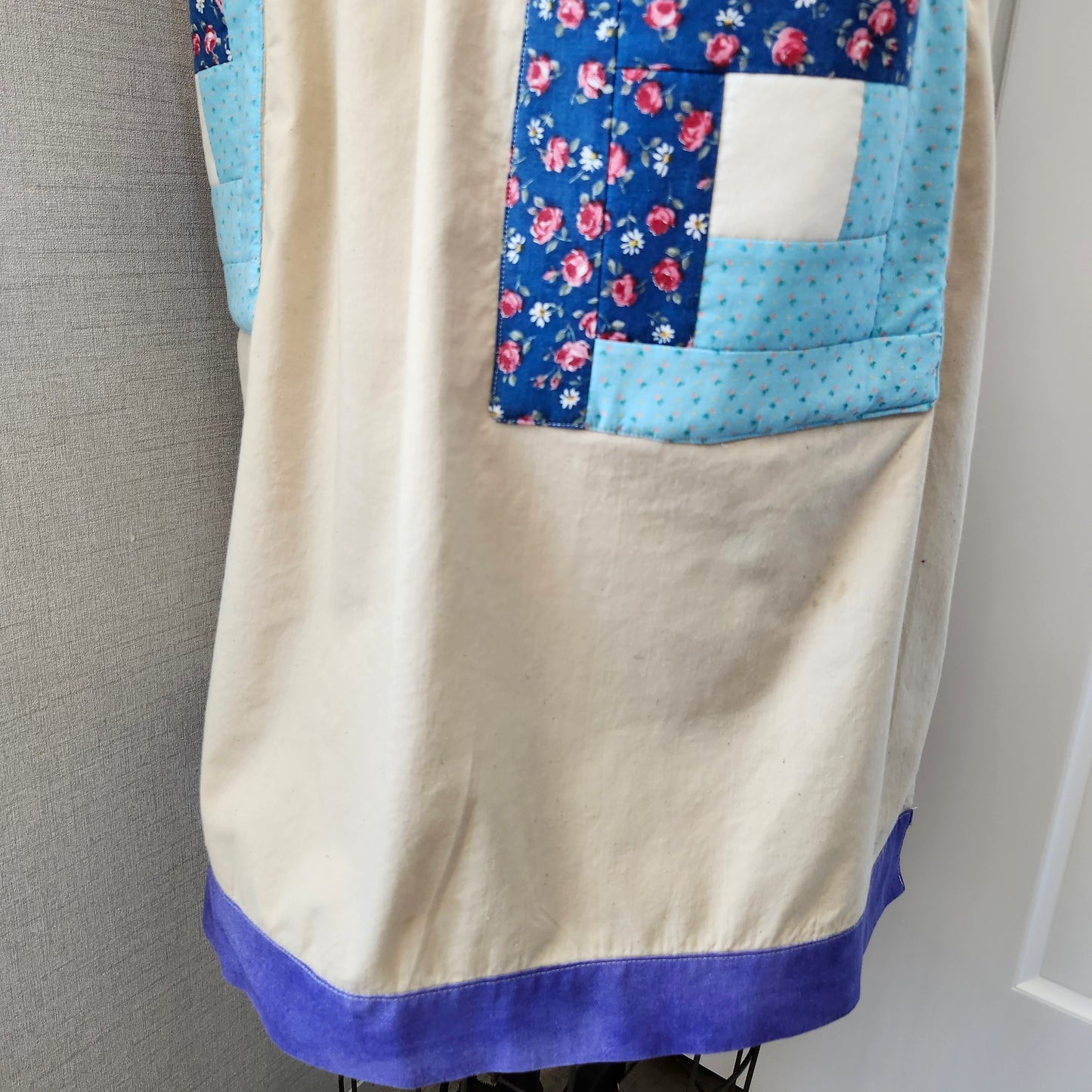 Log Cabin Quilted Bib Vintage Apron