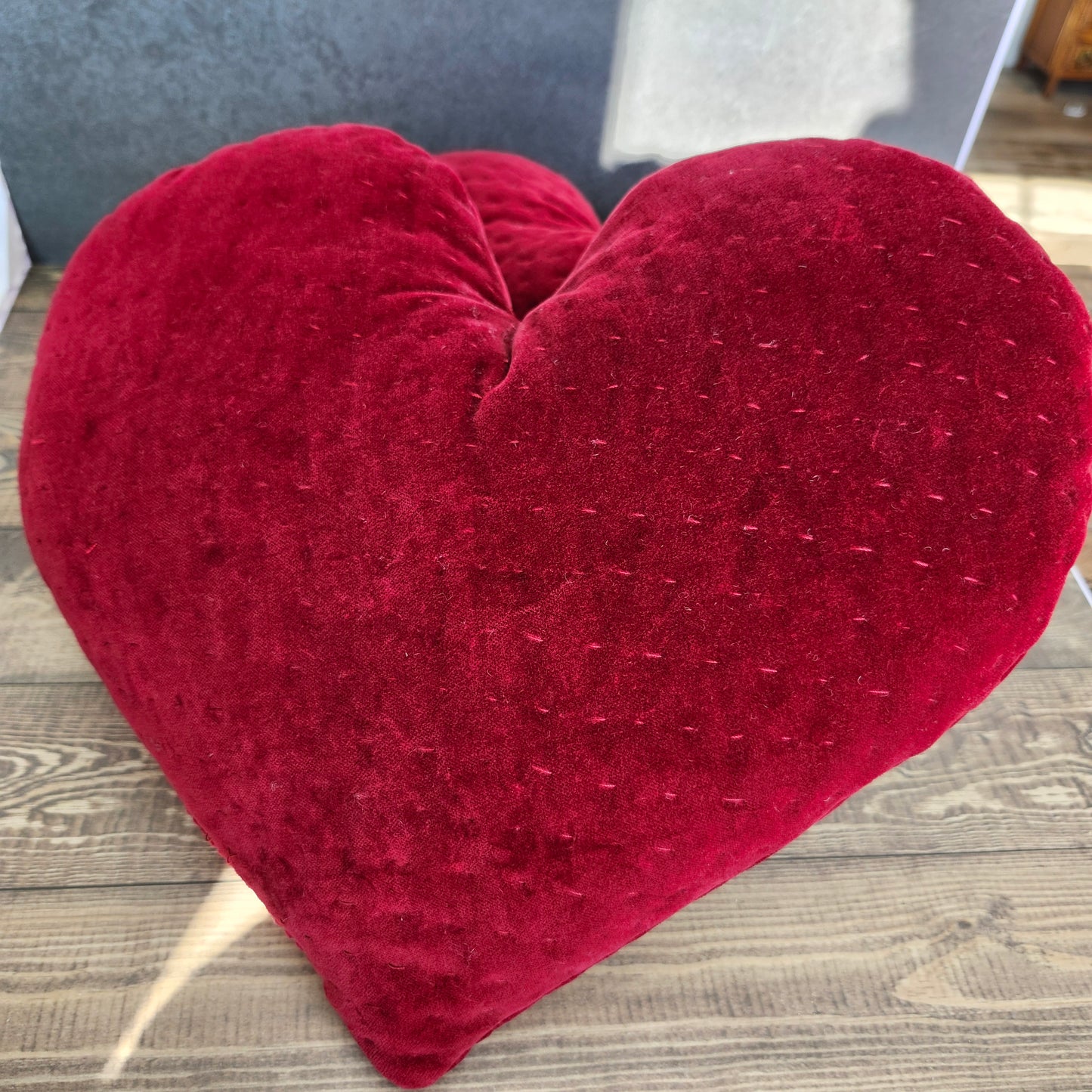 Red Velvet Quilted Heart Pillow